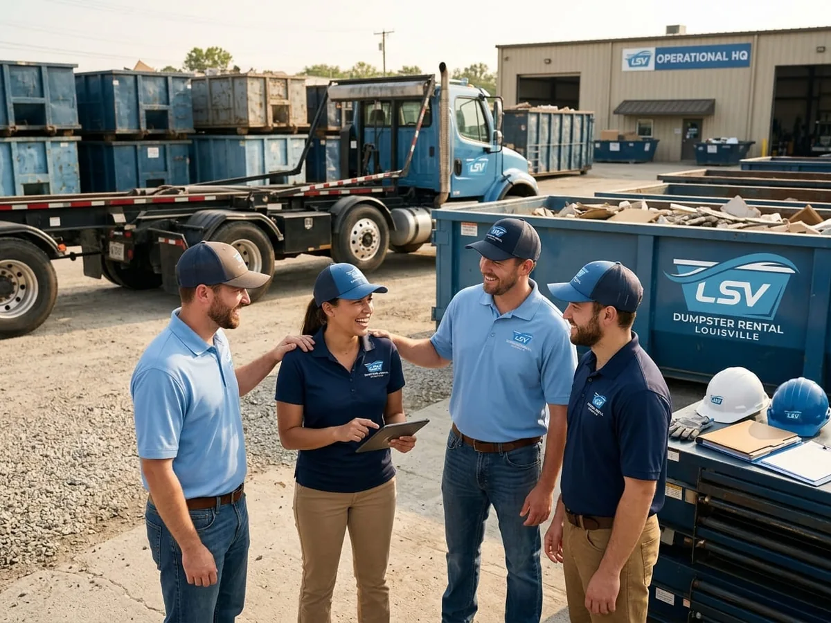 Roll-off dumpster being delivered in Louisville, KY