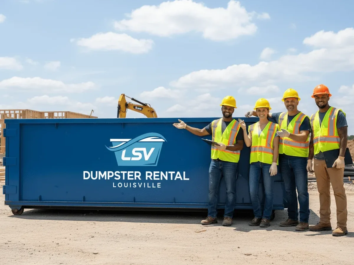 LSV Dumpster Rental Louisville container placed in a Louisville driveway
