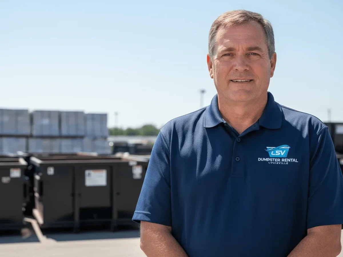 LSV Dumpster Rental Louisville team member at the Aiken Rd yard